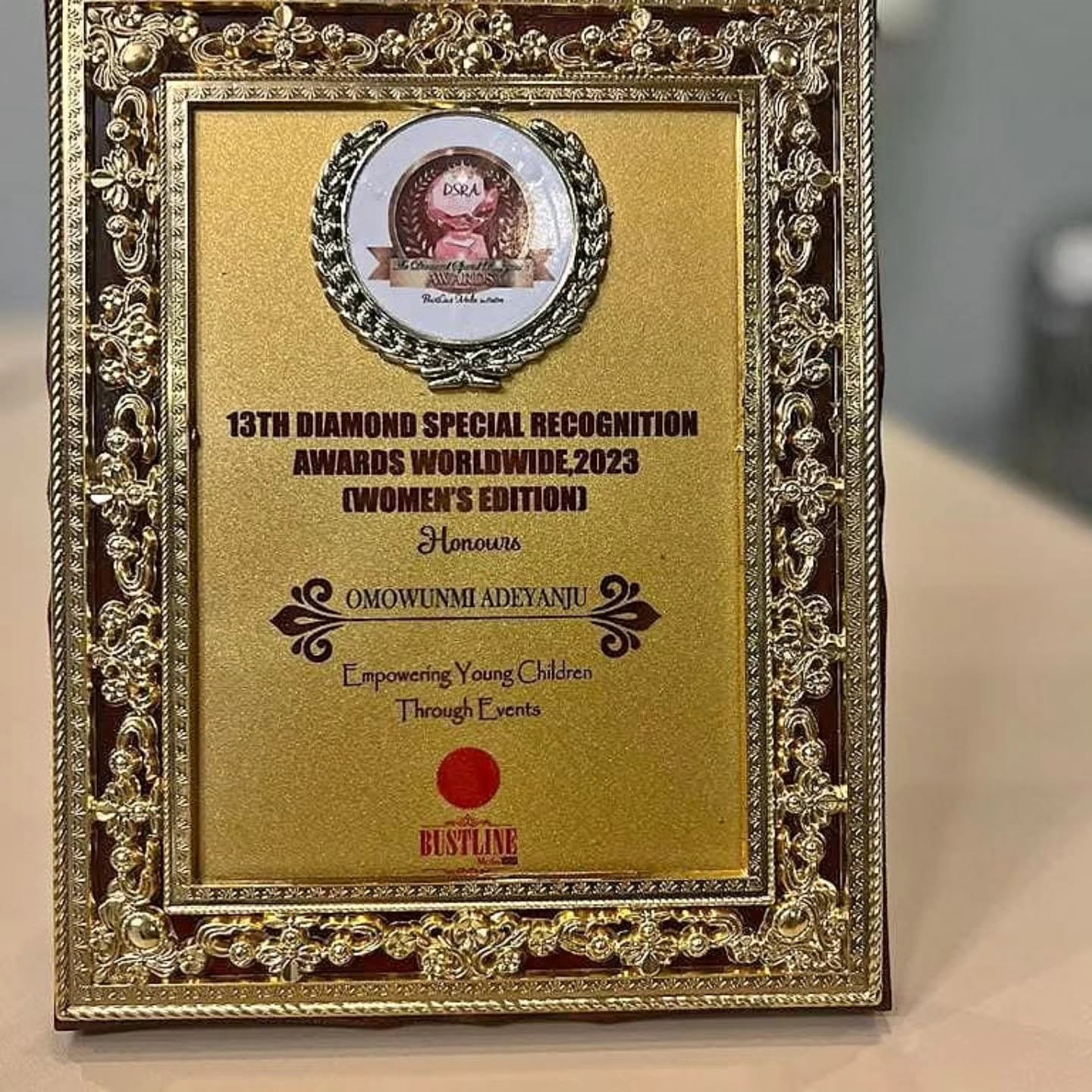 13th Diamond Special Recognition Award